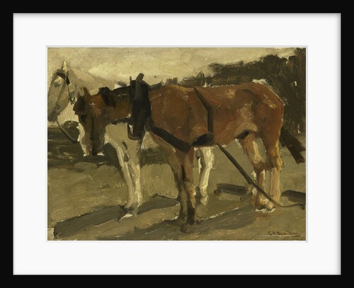 A brown and white horse in Scheveningen, The Netherlands by George Hendrik Breitner