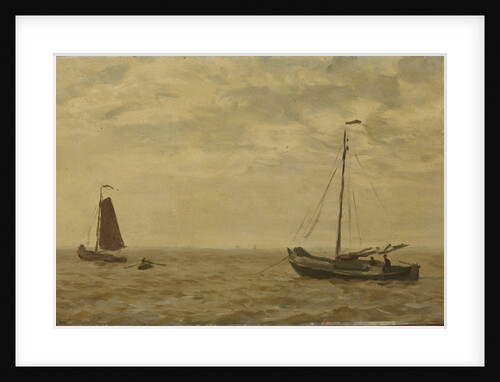 Seascape with fishing boats by Willem Bastiaan Tholen