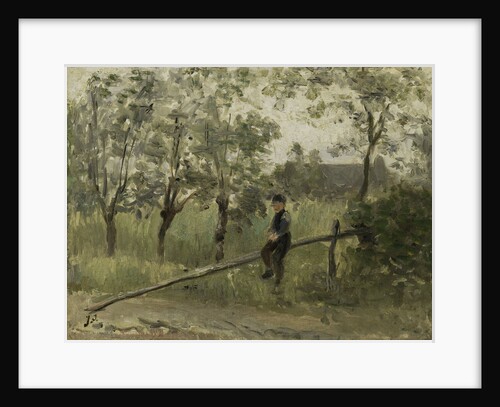 Farm boy on a barrier by Jozef Israëls