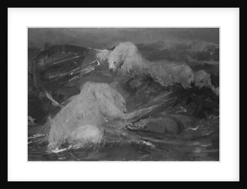 Polar bears climb a drifting boat by John Macallan Swan