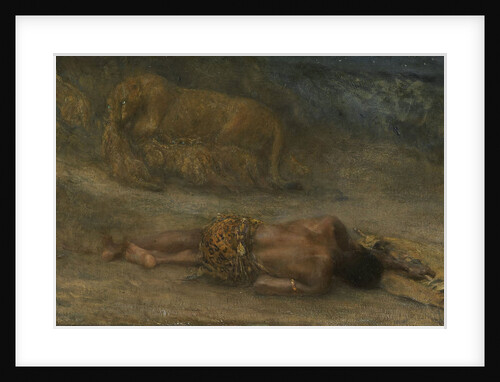A lioness with her cubs at a dead black man named Nemesis by John Macallan Swan