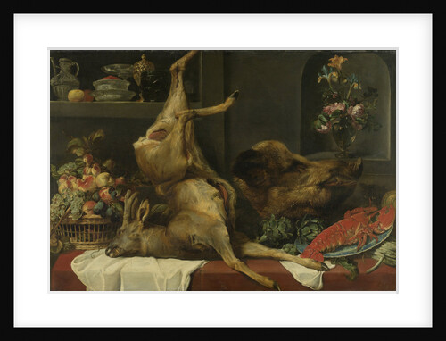 Still life with a deer, a boar's head, fruits and flowers by Frans Snijders