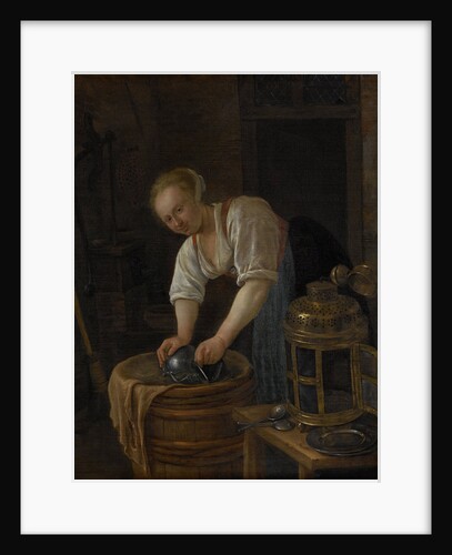 Woman scouring metalware by Jan Havicksz. Steen