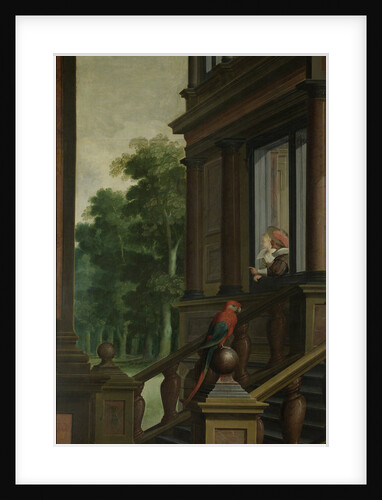 A Staircase, left side of the depiction. One of a seven-part room decoration by Dirck van Delen