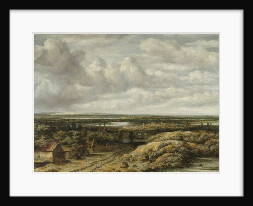 Distant View with Cottages along a Road by Philips Koninck