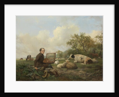 The Artist Painting a Cow in a Meadow by Hendrikus van de Sande Bakhuyzen
