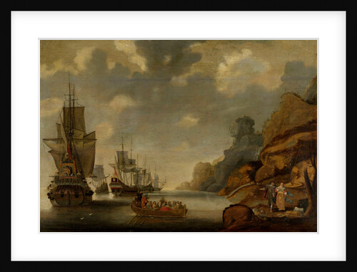 A French Squadron near a Rocky Coast by Jacob Adriaensz. Bellevois