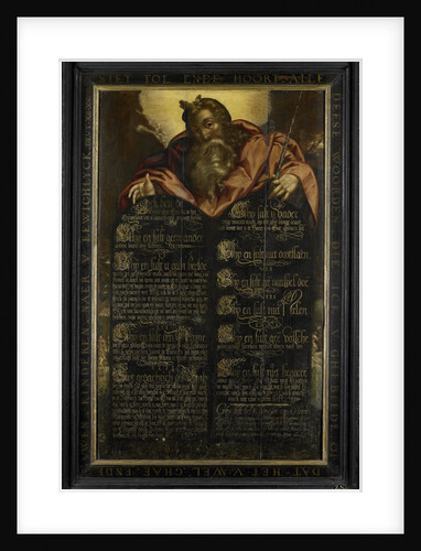 The Tablets of the Law of the Ten Commandments in calligraphy shown by Moses by Anonymous
