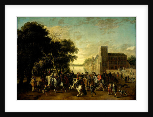 Prince Maurice in the Society of Prince Frederick Henry, Frederick V and his Consort Elizabeth Stuart, King and Queen of Bohemia, and others at his Buitenhof in The Hague by Pauwels van Hillegaert