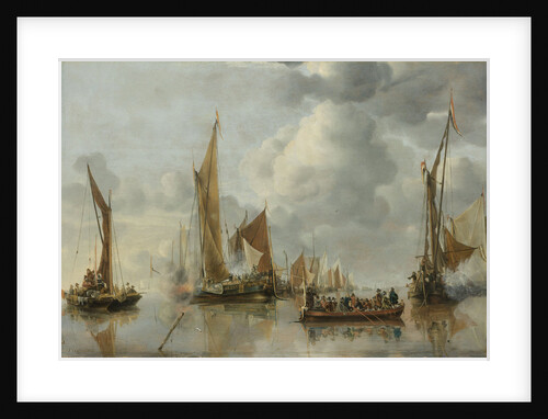 The Home Fleet Saluting the State Barge by Jan van de Cappelle