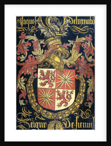 Coat of arms of Jacob Luxembourg, after 1441-1488, Mr. Fiennes, in his capacity as a Knight of the Order of the Golden Fleece by Pierre Coustain