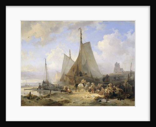 Fishing Boats on the Beach with Fishermen and Women Sorting the Catch by Wijnand Nuijen