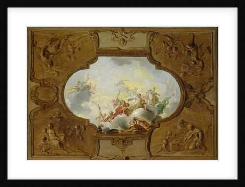 Design for a ceiling painting with the Apotheosis of Aeneas, in the corners the Four Seasons by Jacob de Wit
