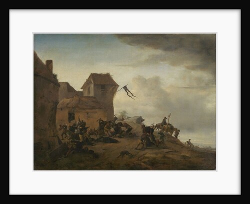 Fighting Peasants near a Village by Philips Wouwerman