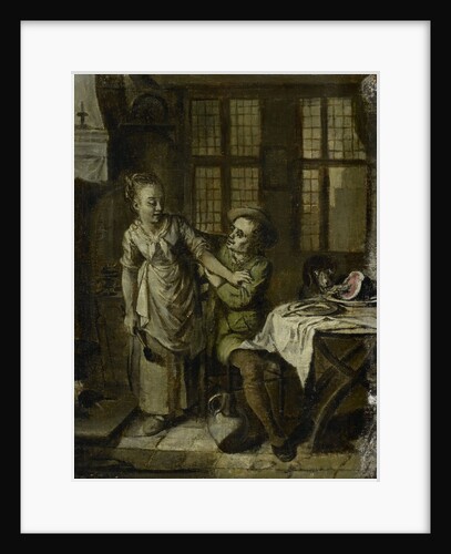 Gallant Scene in a Kitchen Interior by Willem Joseph Laquy