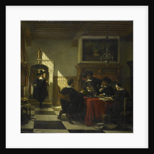 Society in 17th-century costume at a table on which a Nautilus Cup by Johannes Stroebel