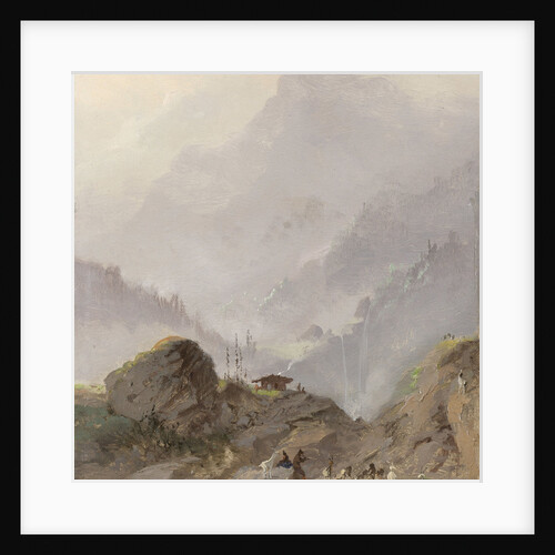 Mountain landscape in Tirol with chamois, Austria by Johannes Tavenraat