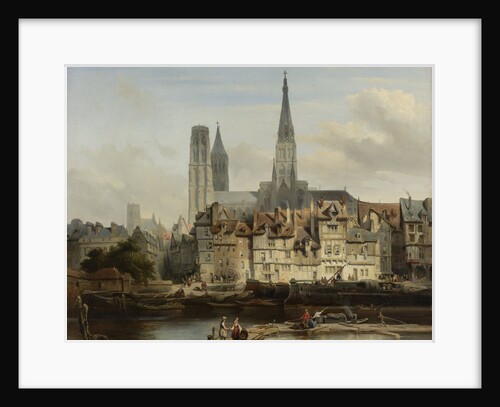 The Quay de Paris in Rouen, France by Johannes Bosboom
