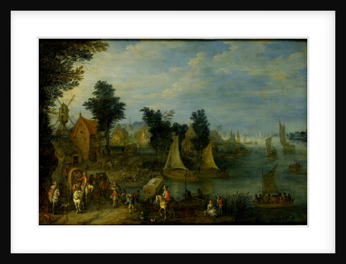 Village on the Bank of a River by Joseph van Bredael