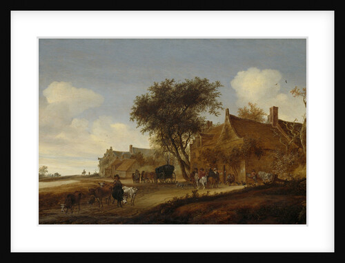 A village inn with stagecoach by Salomon van Ruysdael