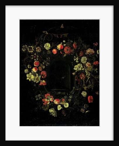 Flower Wreath Surrounding a Niche, A Flower Piece by Karel Batist