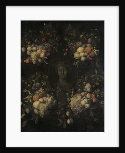 Marble Bust surrounded by a Festoon of Fruit by Jan Frans van Son