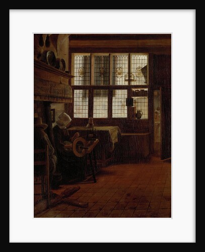 Interior with a Woman at a Spinning Wheel by Esaias Boursse