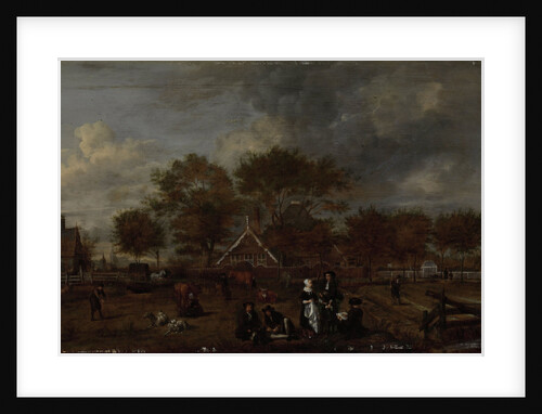 Farmstead with the Gentleman Farmer and his Wife and the Painter in the foreground by Jan Pietersz Opperdoes