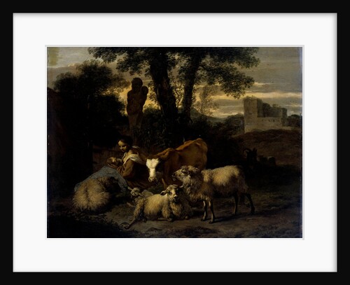 Italian Landscape with Shepherdess and Animals by Simon van der Does