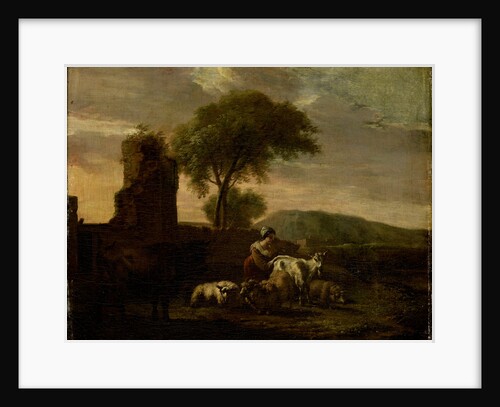 Italian Landscape with Shepherdess and Animals by Simon van der Does