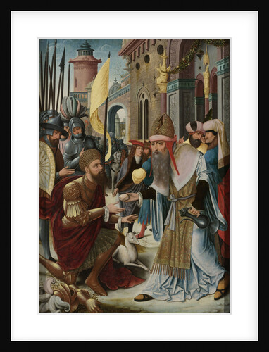 Meeting of Abraham and Melchizedek, inner, left wing of a triptych by Anonymous