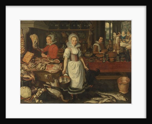 Kitchen Scene with the Parable of the Rich Man and Poor Lazarus by Pieter Cornelisz. van Rijck