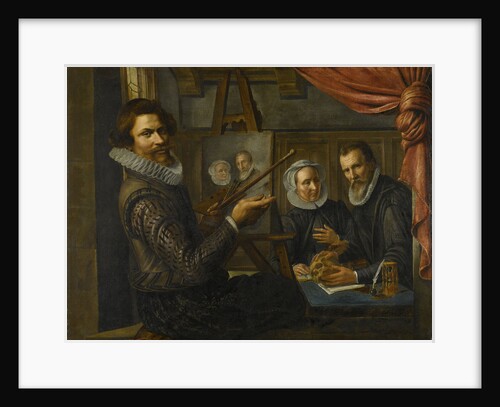 The Painter in his Studio Painting the Portrait of a Married Couple by Herman van Vollenhoven