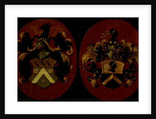 Hatchment with the coat of arms of Boudaen and Fourmenois, 1623, het wapen van Fourmenois omgewend by Anonymous