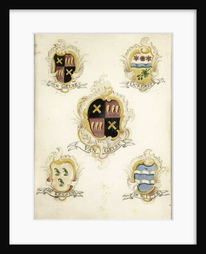 The coat of arms of Anna Digna van Gelre, wife of Laurens Jacobsz de Witte, with the coat of arms of her four grandparents by Anonymous