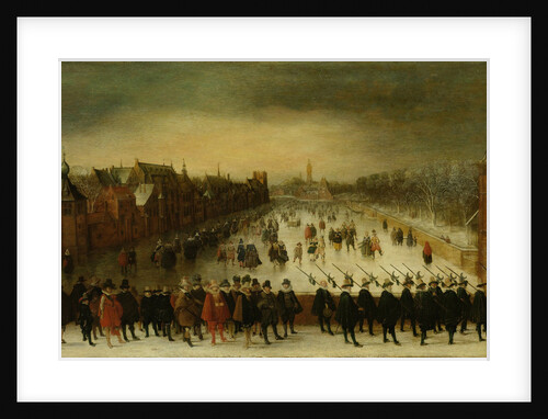 Stadtholder Maurice with his Bodyguard and Entourage at the Frozen Hofvijver in The Hague by Adam van Breen
