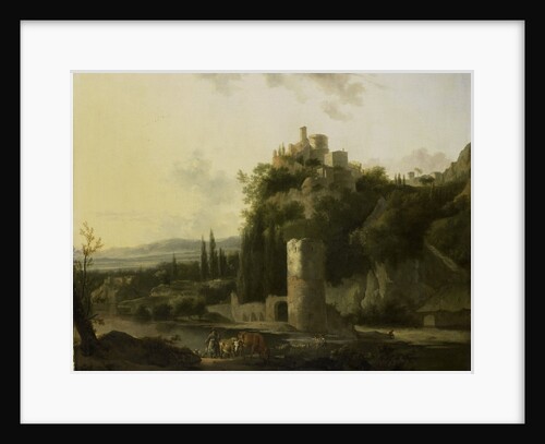 Italina landscape with round tower by Frederik de Moucheron