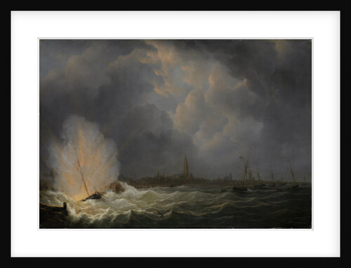 Explosion at Antwerp of Dutch Gunboat No. 2, Commanded by Jan van Speyk, 5 February 1831, Belgium by Martinus Schouman
