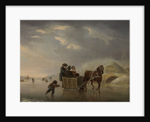 Winter Scene, Horse-Sleigh on the Ice by Andries Vermeulen