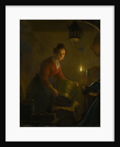 A Woman in a Kitchen by Candlelight by Michiel Versteegh
