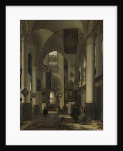 Interior of a Protestant Gothic Church with Motifs from the Oude and Nieuwe Kerk in Amsterdam, The Netherlands by Emanuel de Witte