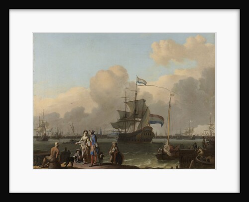 The IJ at Amsterdam with the Frigate De Ploeg, The Netherlands by Ludolf Bakhuysen