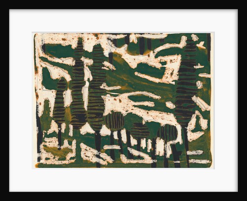 Expressionist landscape with trees and green sky by Tania Lam