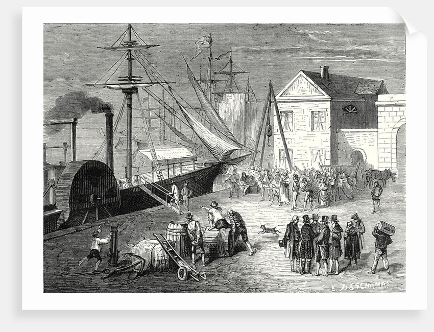 Fulton Boards His Steamboat the 'Clermont' in New York for Its First Trip April 11 1807 by Anonymous