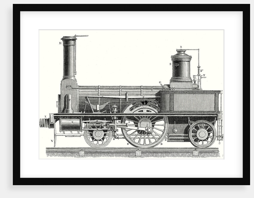 Sideview of a Locomotive Showing the Mechanism of the Engine by Anonymous