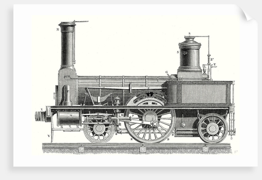 Sideview of a Locomotive Showing the Mechanism of the Engine by Anonymous