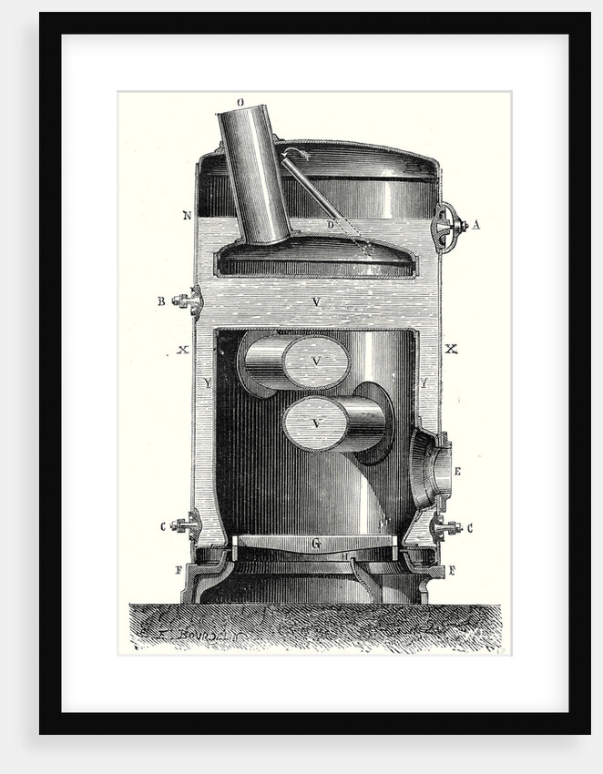 Cross Section of the Hearth and the Crossed Boiler Reboiler of M. Hermann-Lachapelle's Industrial Traction Engine by Anonymous
