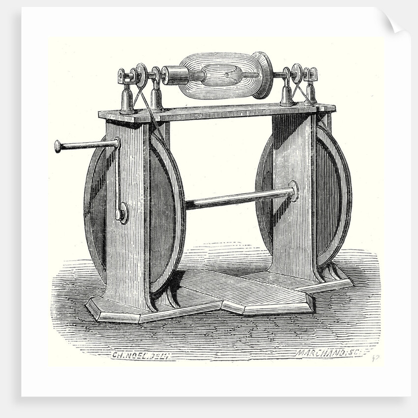 Hauksbee's First Electric Machine by Anonymous