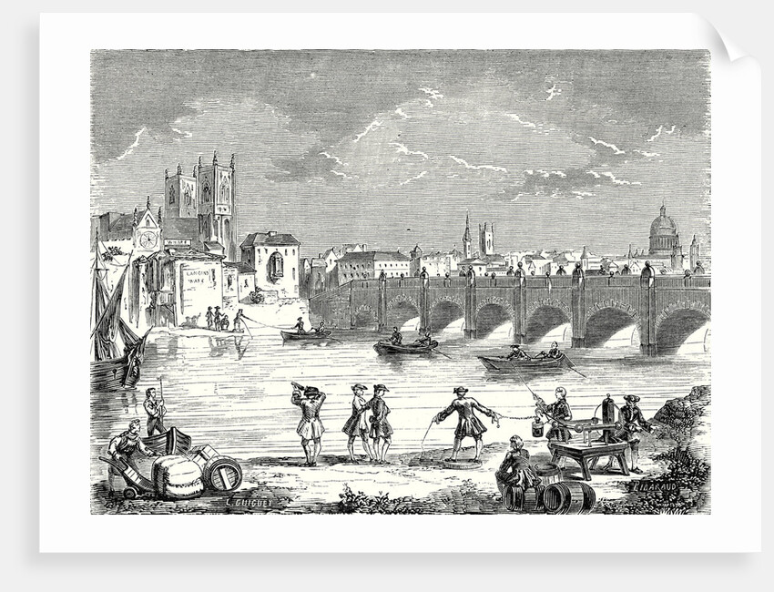 Experiment Conducted in 1747 on the Thames by Martin Folcker Cavendish and Bevis Near London Bridge to Measure the Speed of Electricity by Anonymous