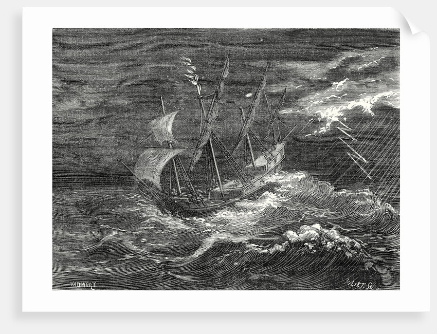 Fire at the Tip of the Mast of Christopher Columbus' Ship by Anonymous